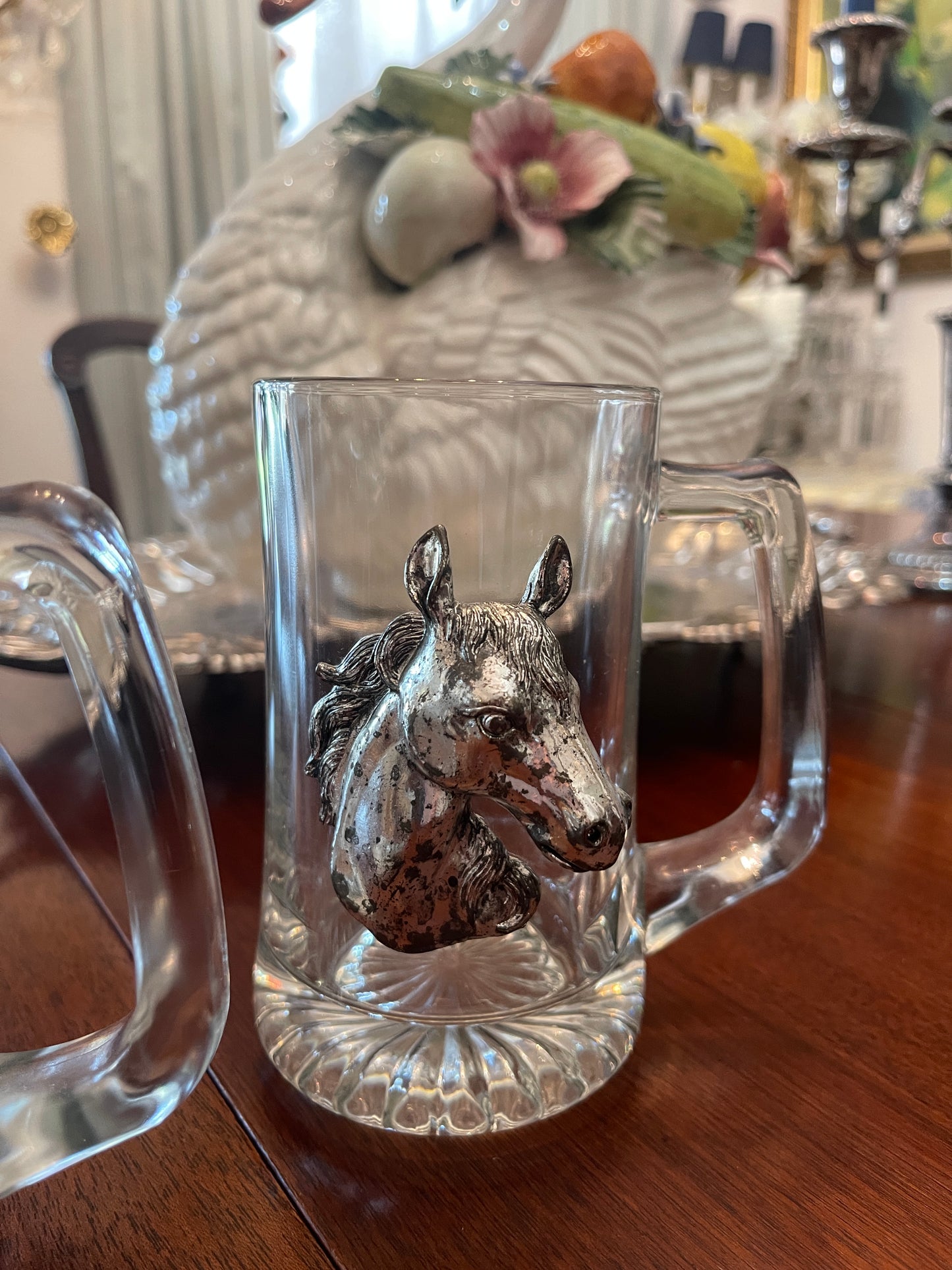 Arthur Court Horse Mugs, Pair, 1987, Vintage Bar Ware