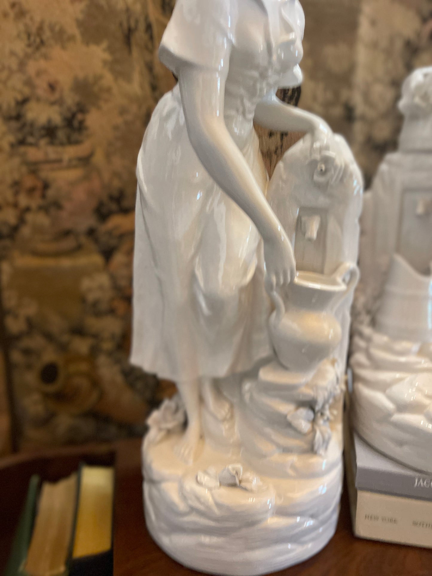 Italian Porcelain Blanc de Chin Pastoral Statuettes, Pair