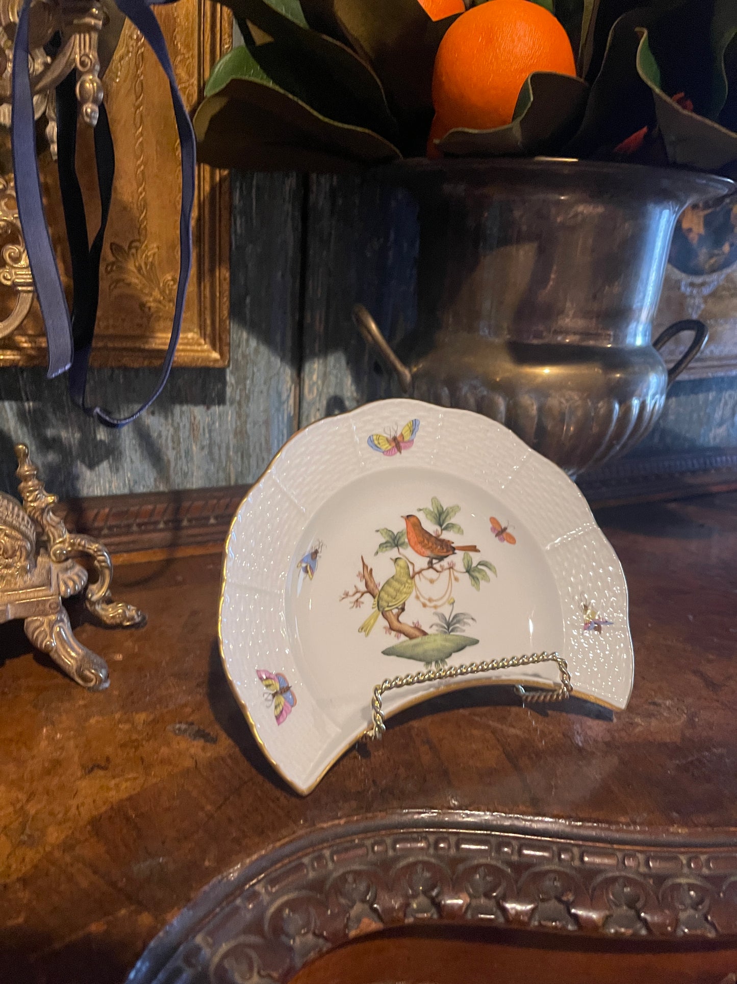 Vintage Herend Rothschild Crescent Plate