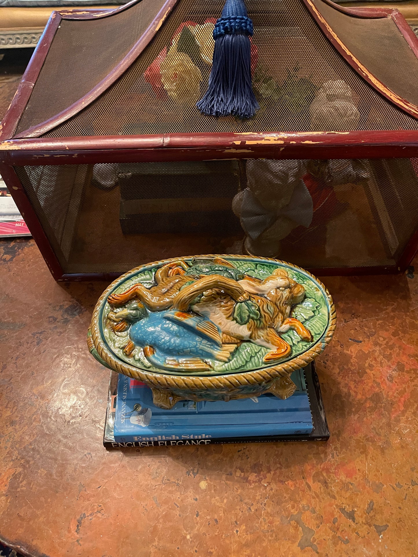 Majolica Style Hunt Tureen, Vintage