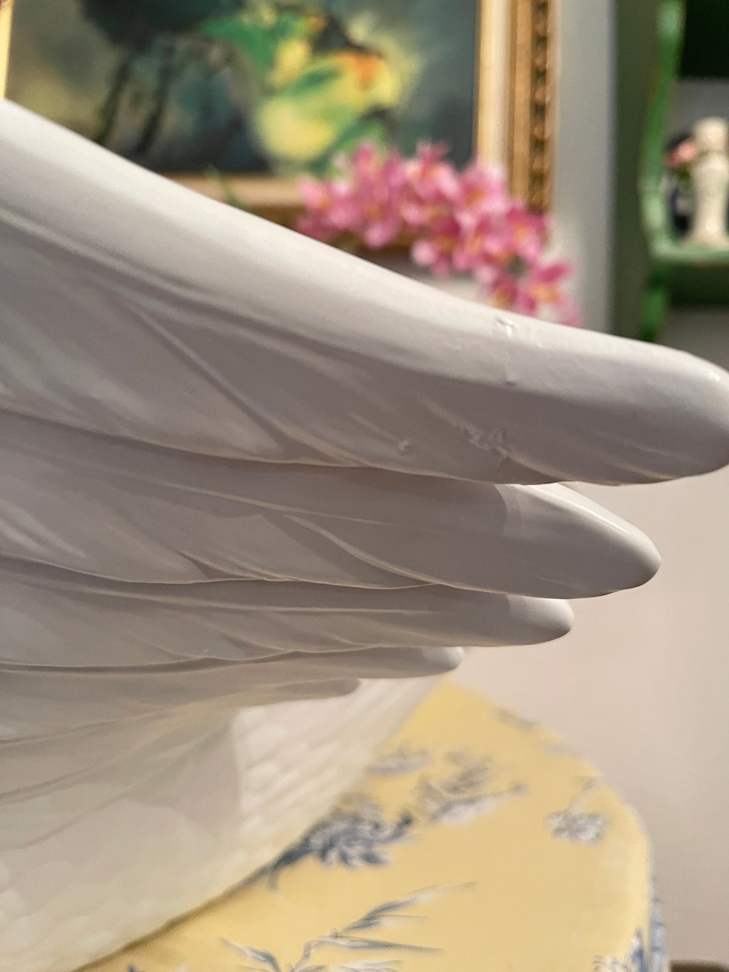 Large Glossy White Ceramic Swan