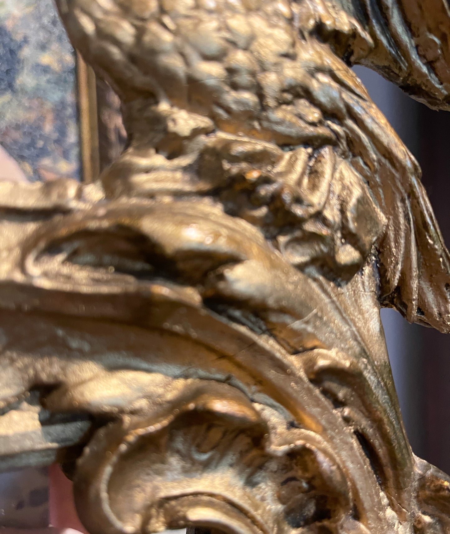 Antique Chinoiserie Hand Carved Gilt Wood Pagoda Rococo Mirror with Birds