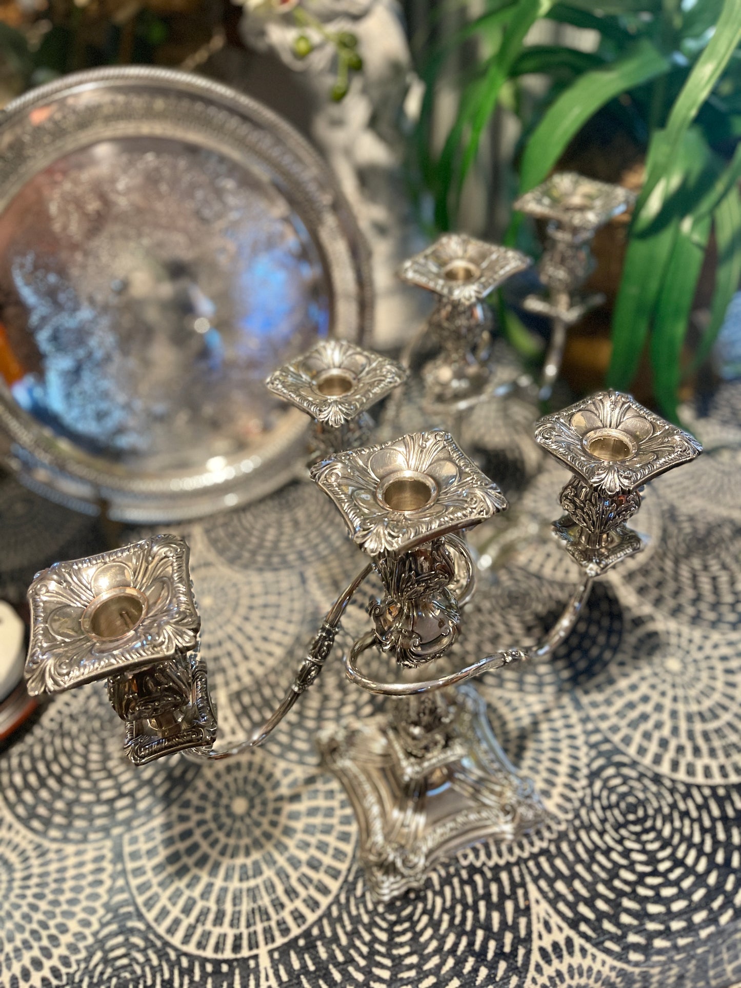Pair of Vintage Friedman Silver Co Candelabras, Silver plate