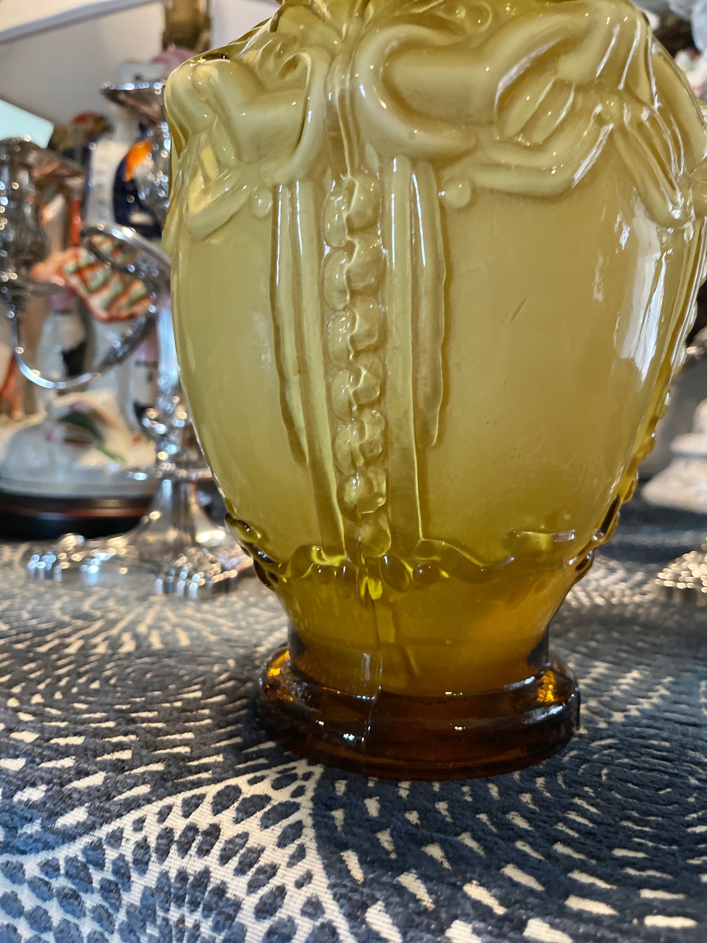 Vintage Art Deco Vase with Cased Ruffle Hand Blown Glass Vase, Mid 20th Century Victorian Vase in Butterscotch, Fantastic Detail