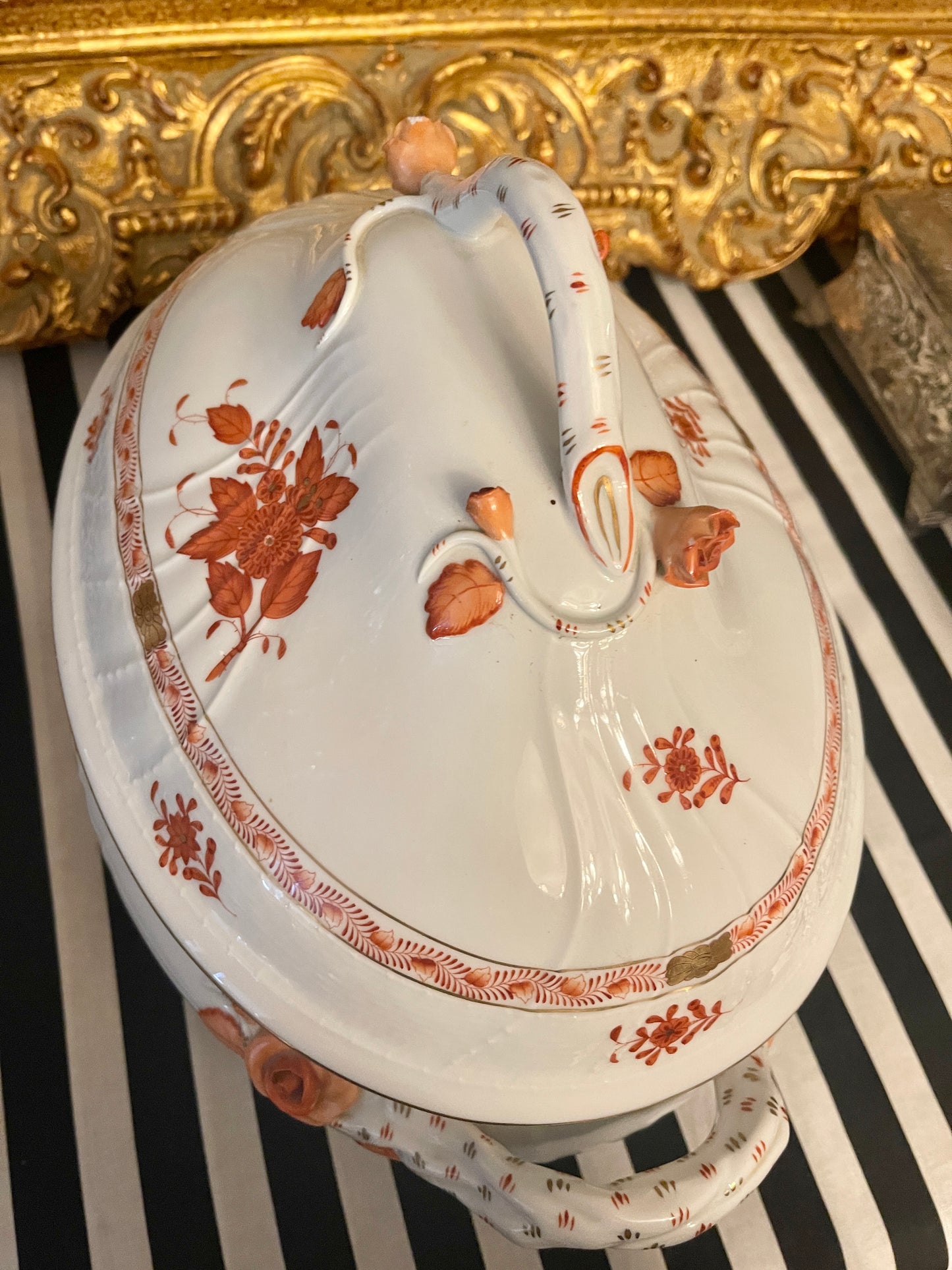 Large Herend Chinese Bouquet Tureen with Branch Handles