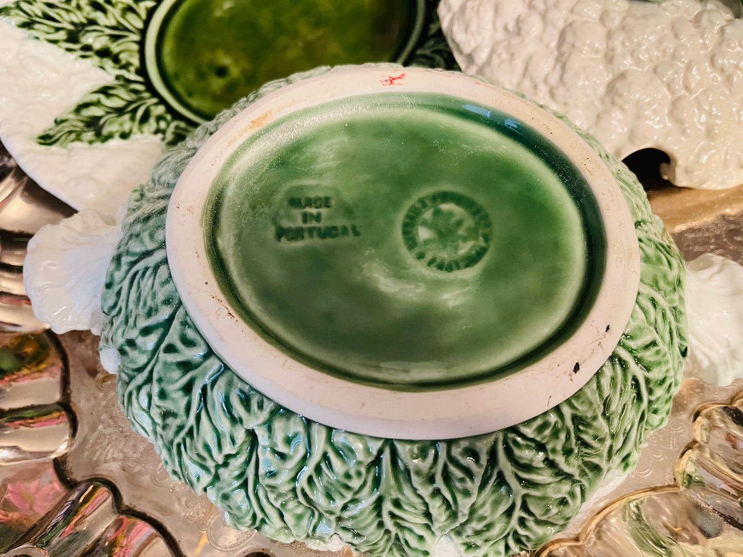 Vintage Bordallo Pinheiro Cauliflower Tureen with Underplate