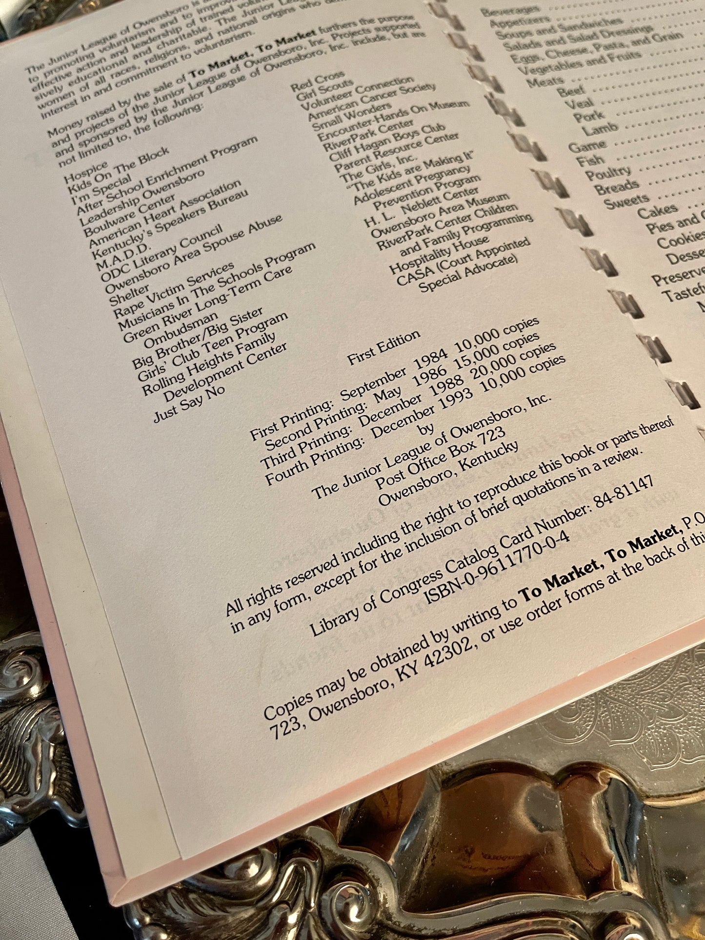 The Junior League of Owensboro, Kentucky To Market, To Market Cookbook