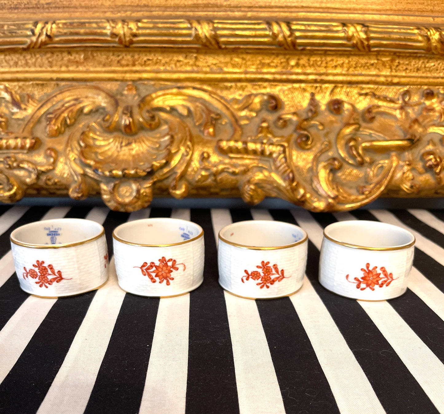 Set #2 Herend Chinese Bouquet Napkin Rings, Set of Four