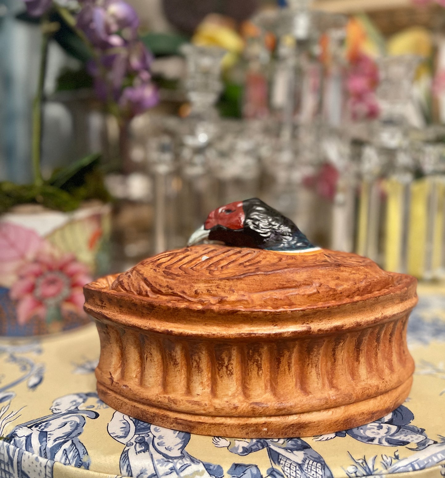 Vintage Pillivurt French Pheasant Trompe L'Oeil Tureen, French Pillivurt Pheasant Terrine Dish & Lid