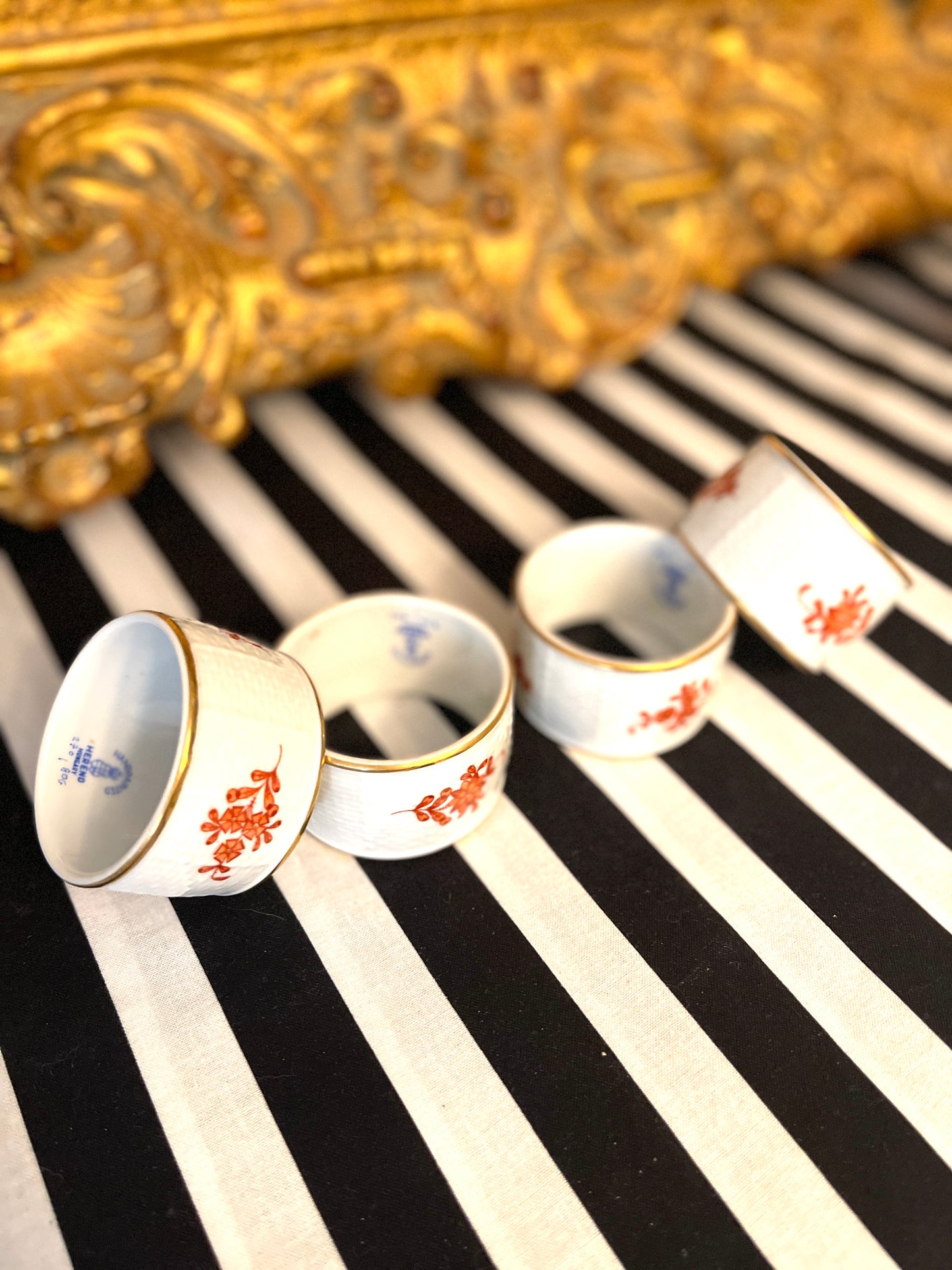 Set #2 Herend Chinese Bouquet Napkin Rings, Set of Four