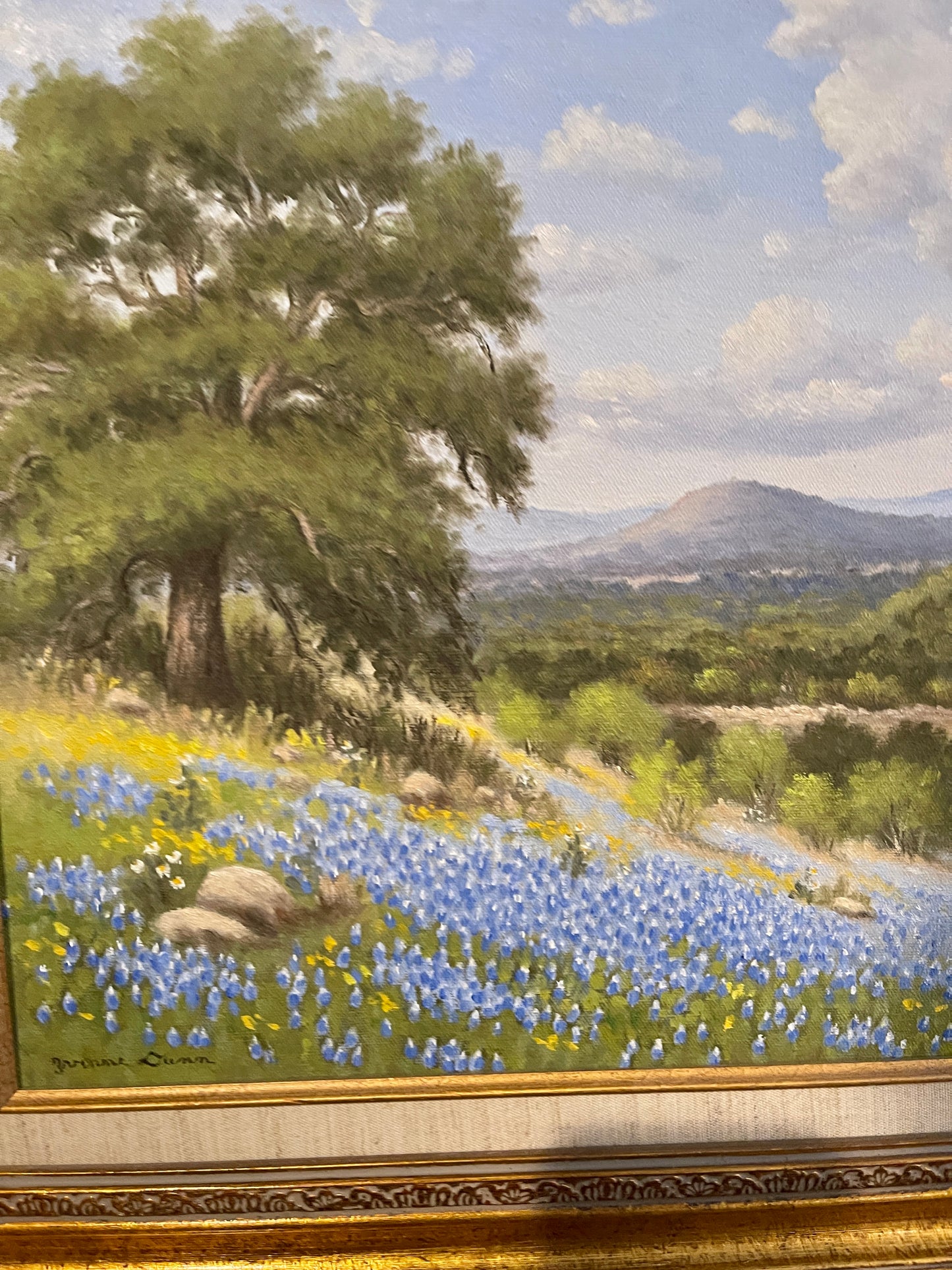 Texas Hill Country Bluebonnet Painting by Yvonne Dunn, Signed and Framed