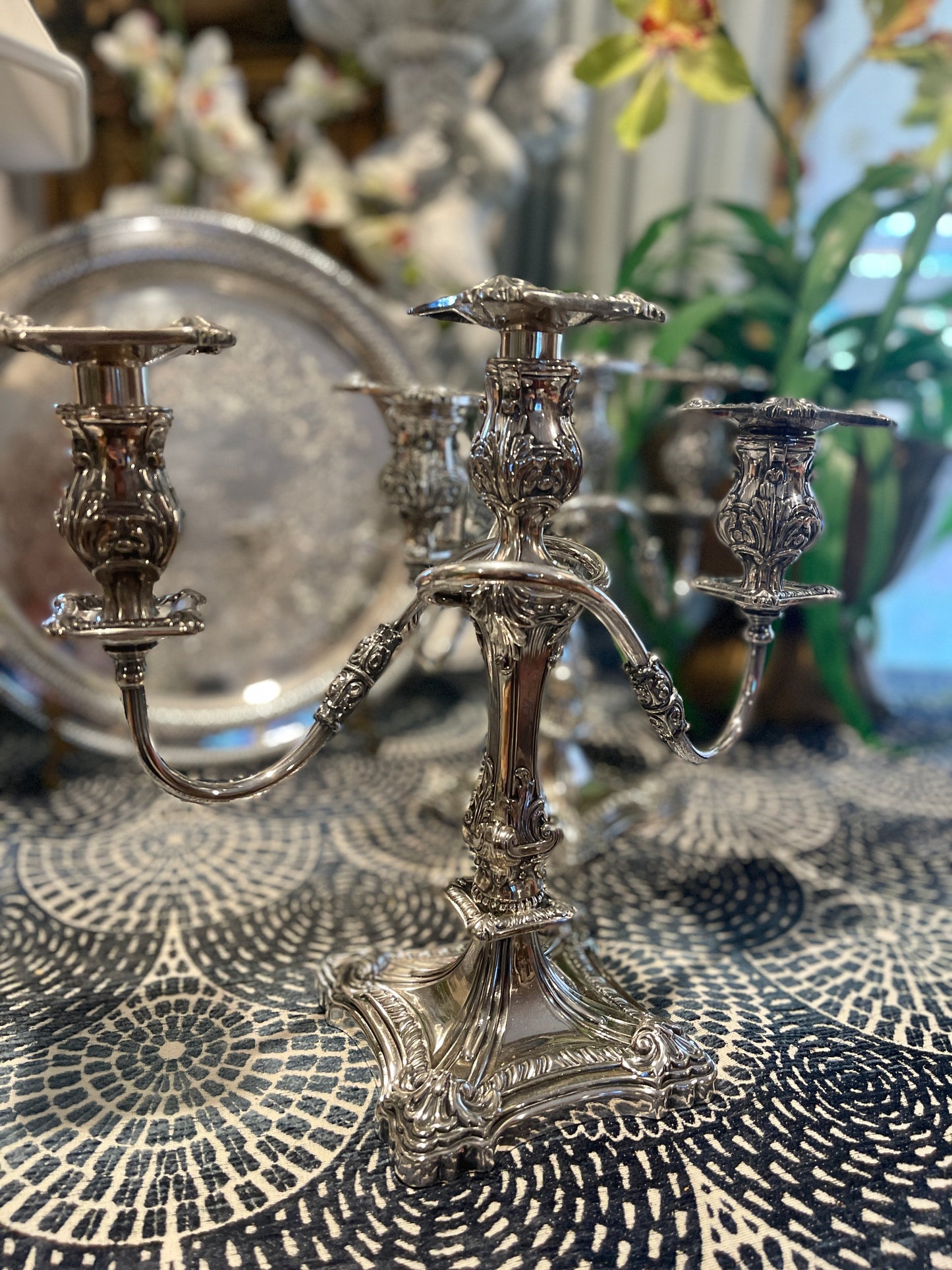 Pair of Vintage Friedman Silver Co Candelabras, Silver plate