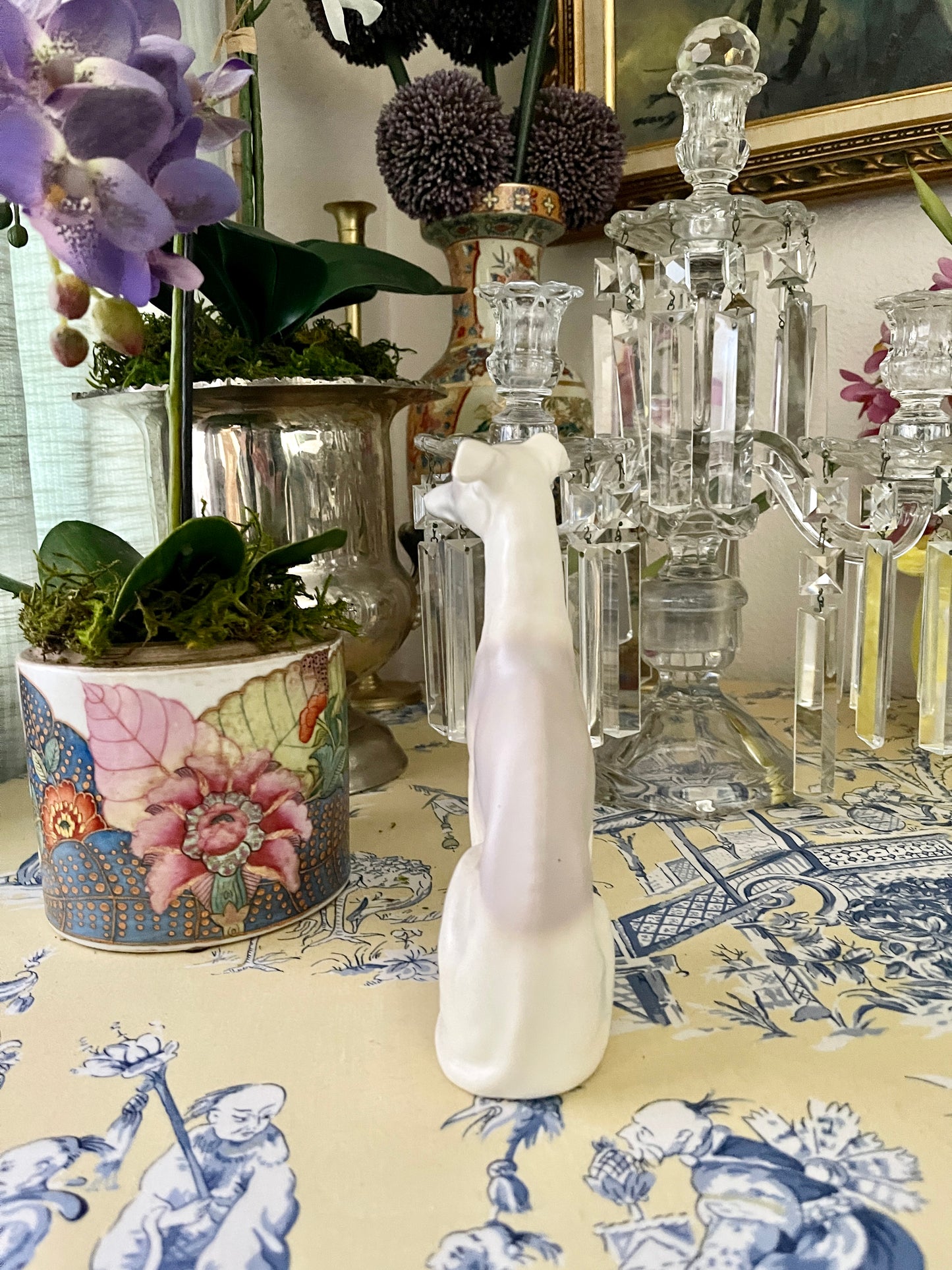 Vintage Whippet Statuette, Hand Painted, Perfect Shelf Decor