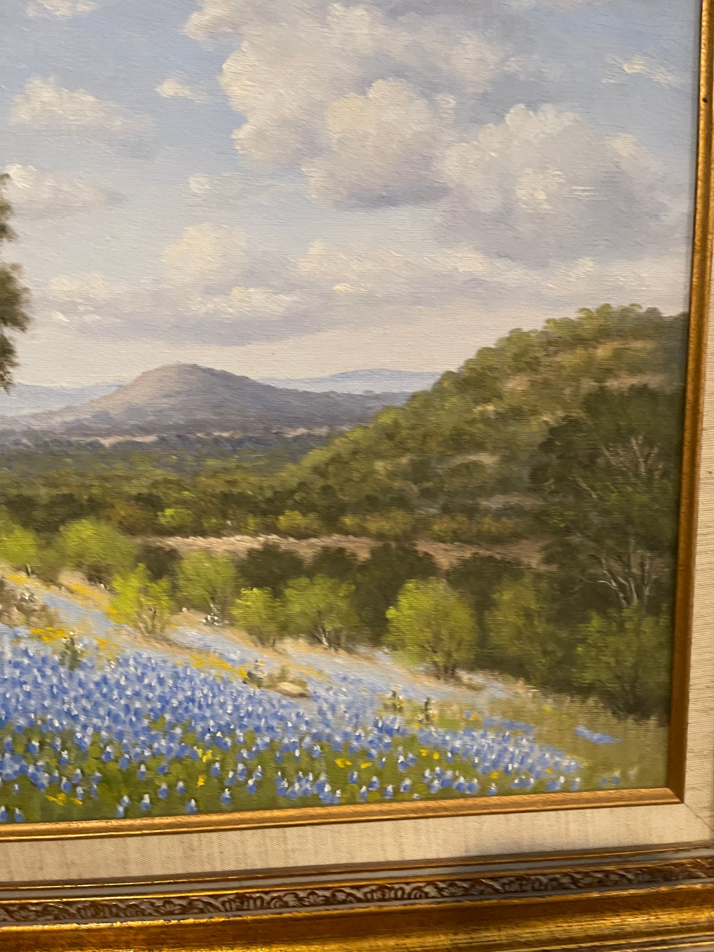 Texas Hill Country Bluebonnet Painting by Yvonne Dunn, Signed and Framed