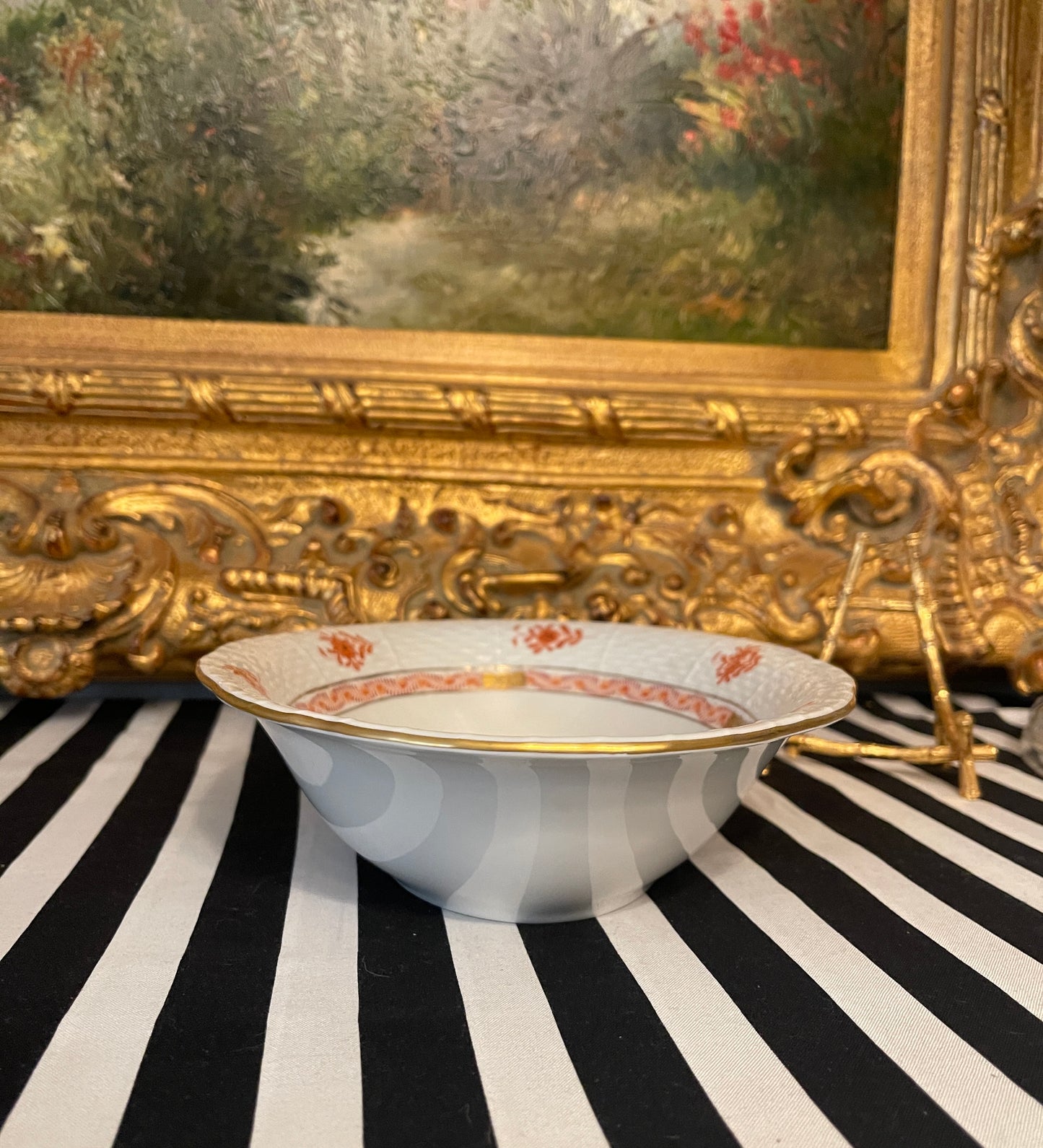Herend Rust Chinese Bouquet Oval Serving Bowl, Vintage