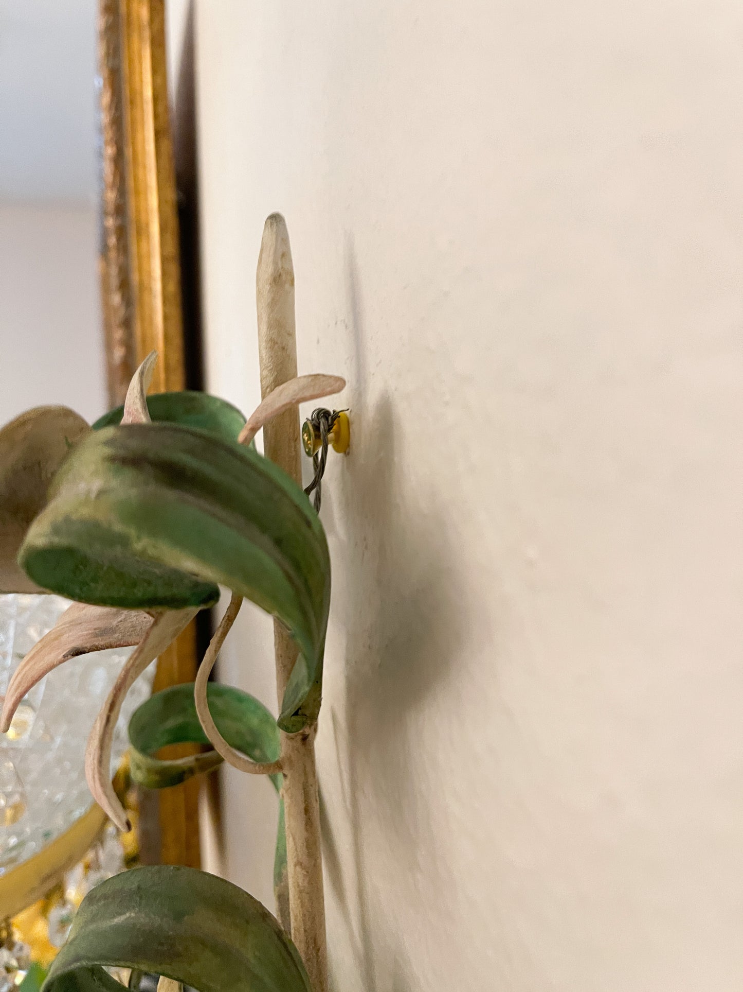 Vintage Italian Tole Flower Sconce,Shabby Chic Wall Sconce