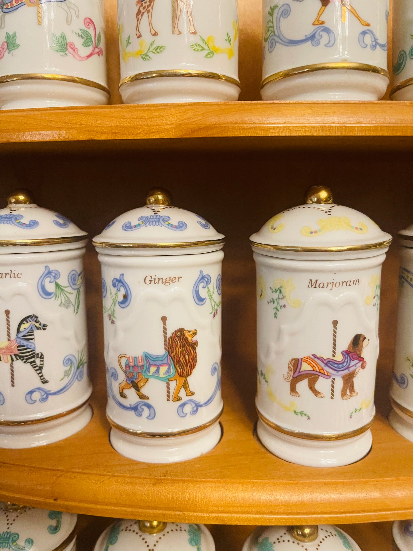 1993 Lenox Carousel Spice Collection, 24 Lenox Spice Jars with Original Rack