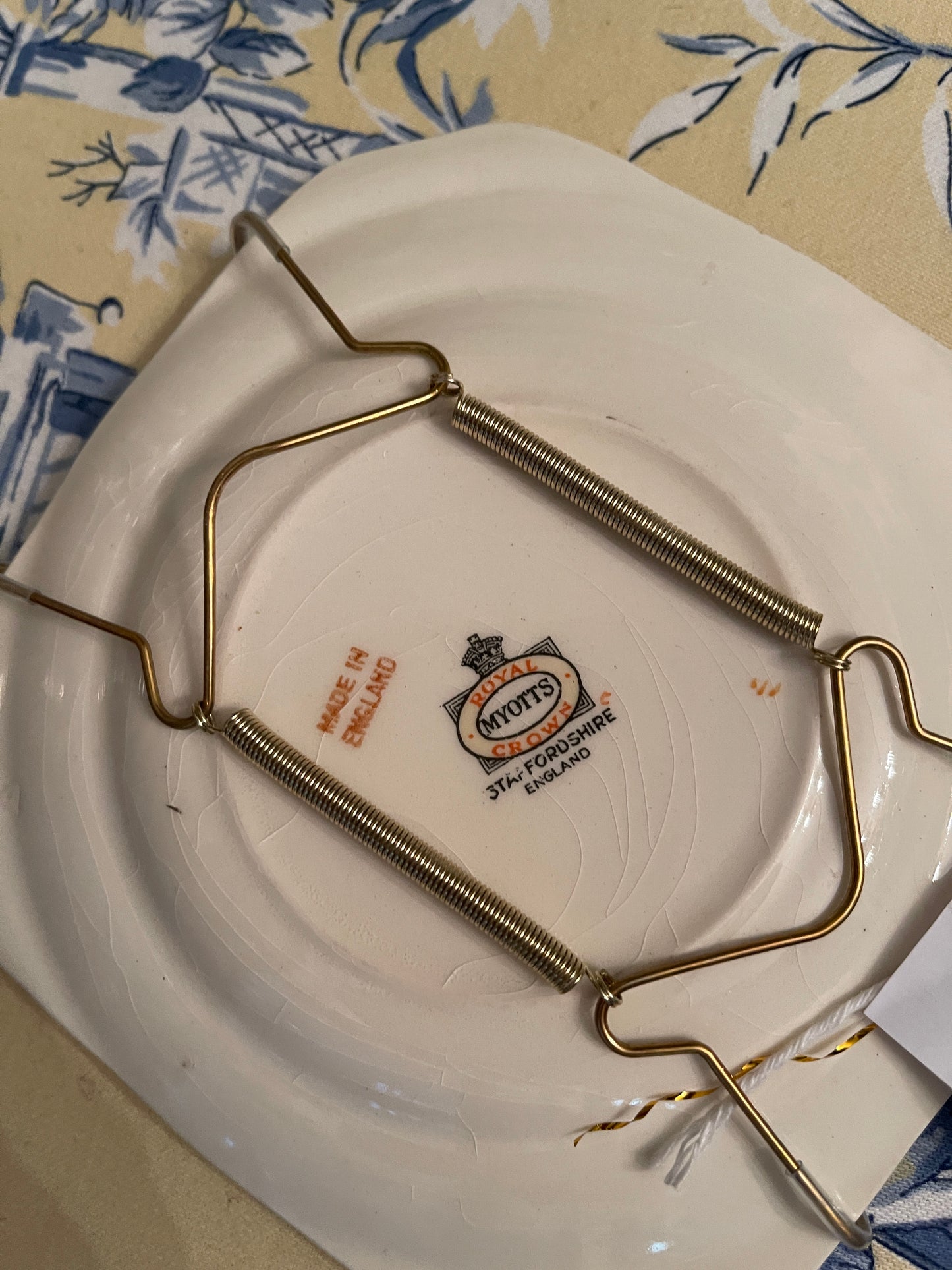 Vintage Myotts Staffordshire Chelsea Bird Plate with Yellow Border- RARE