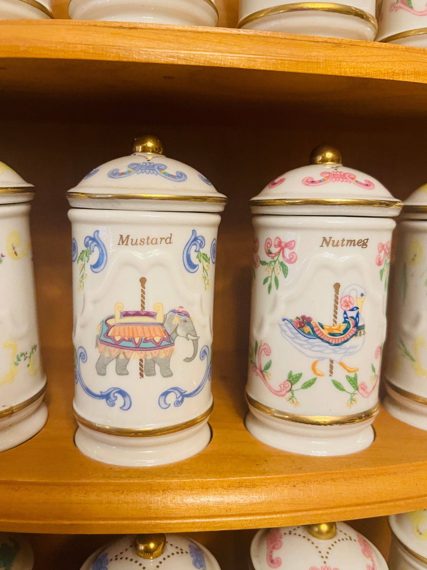 1993 Lenox Carousel Spice Collection, 24 Lenox Spice Jars with Original Rack