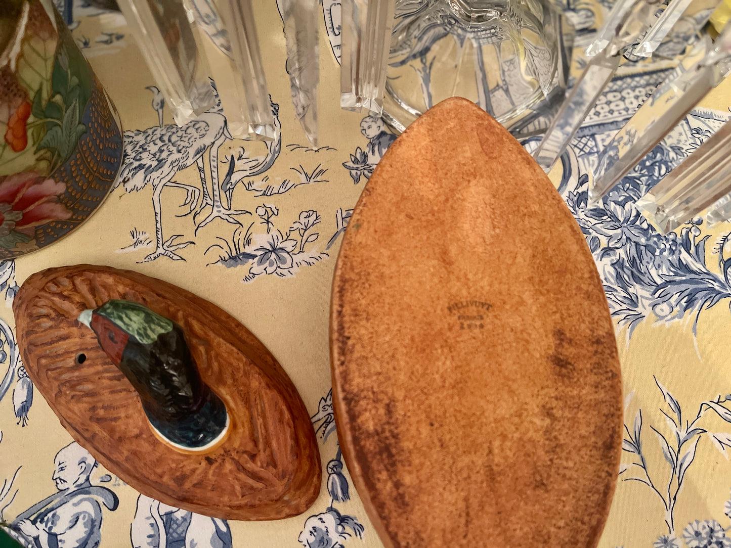 Vintage Pillivurt French Pheasant Trompe L'Oeil Tureen, French Pillivurt Pheasant Terrine Dish & Lid