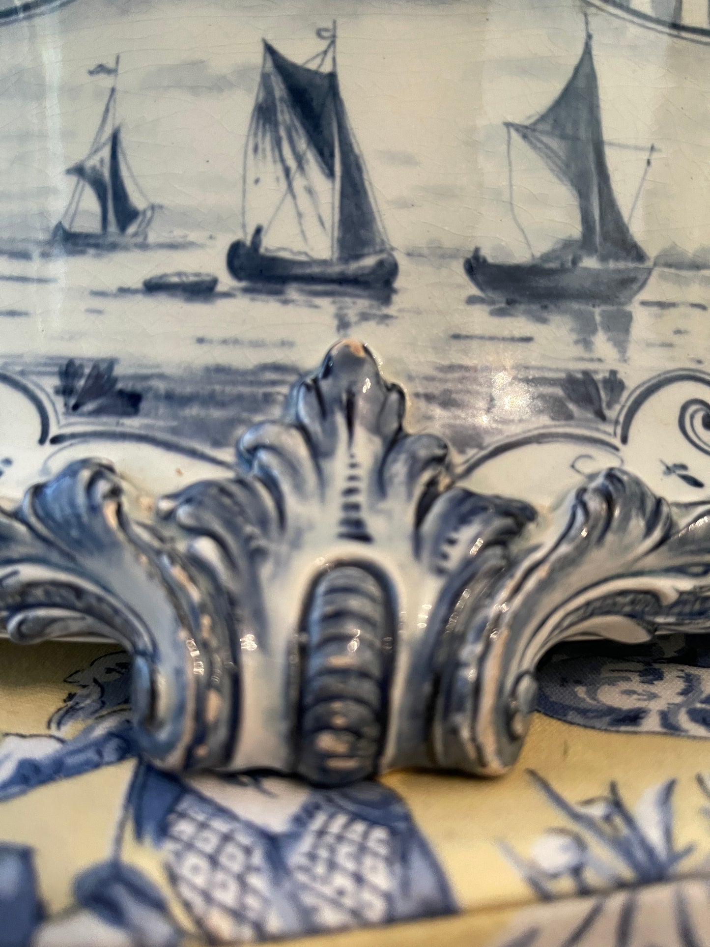 Vintage Blue and White Royal Bonn Delft Jardiniere, Blue and White