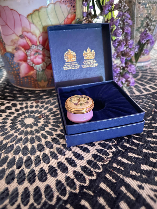 Halcyon Days MINI Enamel Box with Butterflies and Blooms, Made in England, Original Box