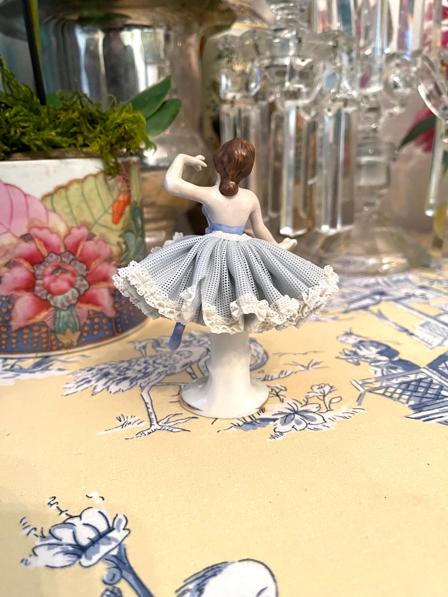 Dresden Ballerina, Vintage Shelf Decor, Blue and White Nursery Decor