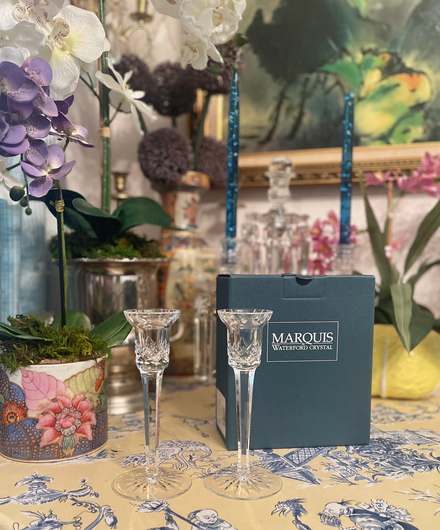 Pair of Waterford Crystal Candlesticks with Original Box