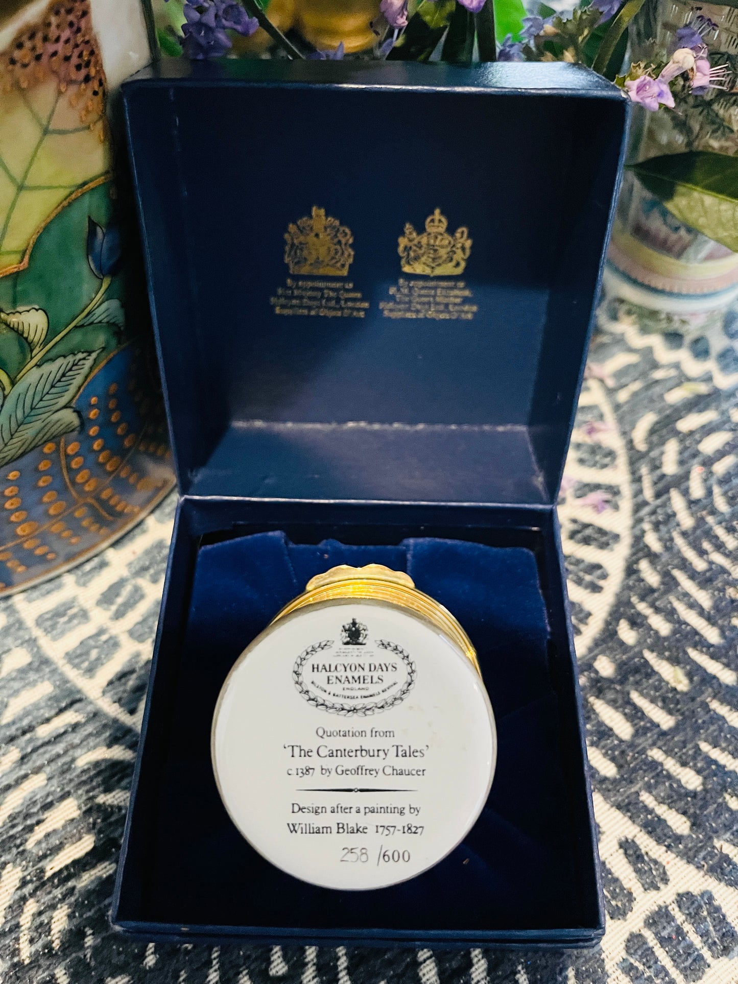 Halcyon Days Enamel ‘The Canterbury Tales’ Box, Made in England, "Halcyon Days Enamels - England - Bilston & Battersea Enamels Revival"