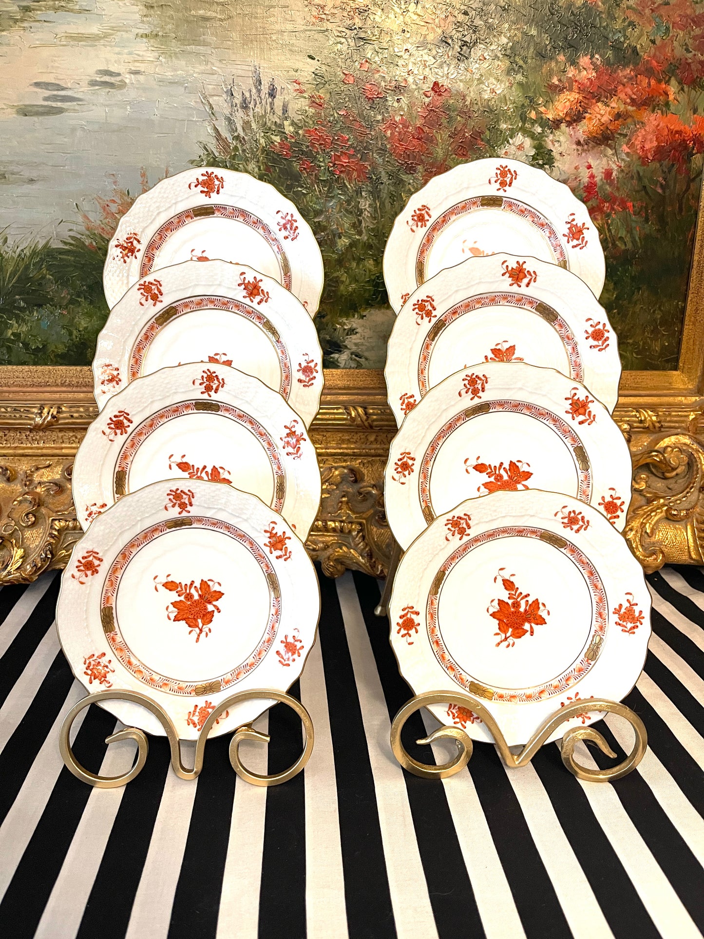 Herend Chinese Bouquet Bread and Butter Plates, Sold in Pairs