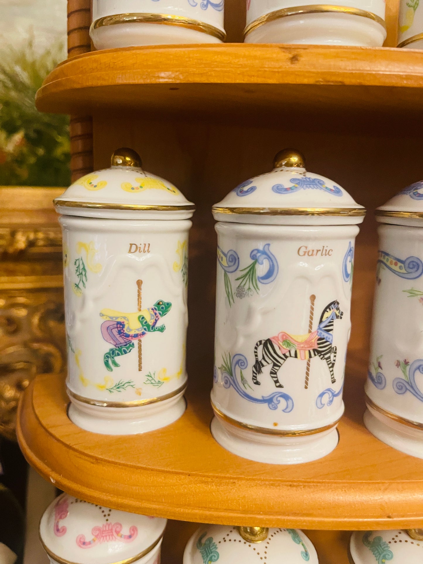 1993 Lenox Carousel Spice Collection, 24 Lenox Spice Jars with Original Rack