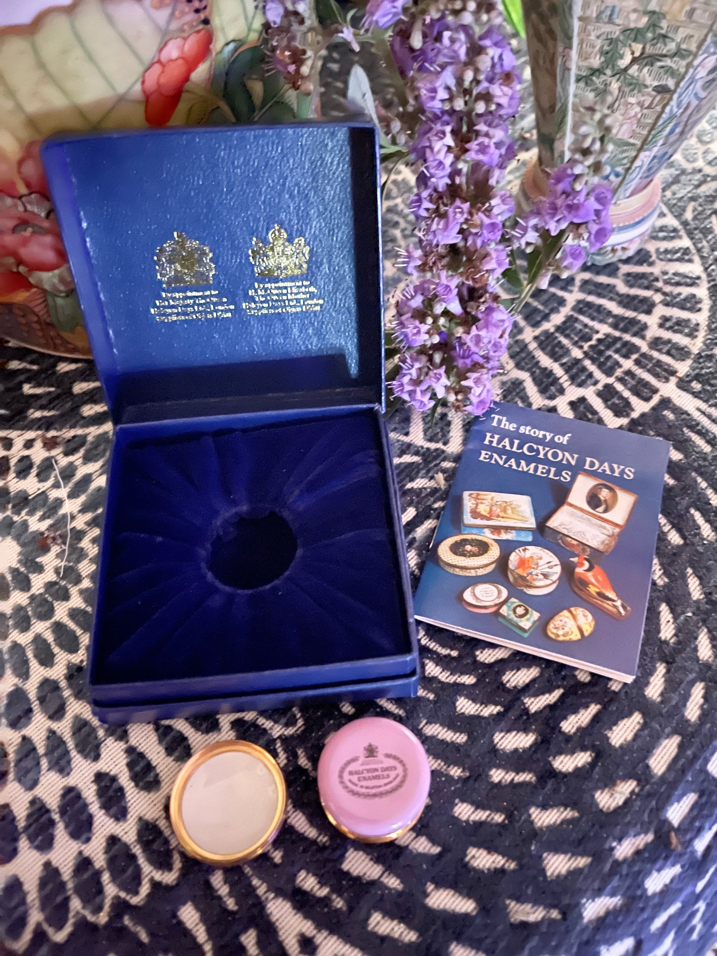 Halcyon Days MINI Enamel Box with Butterflies and Blooms, Made in England, Original Box