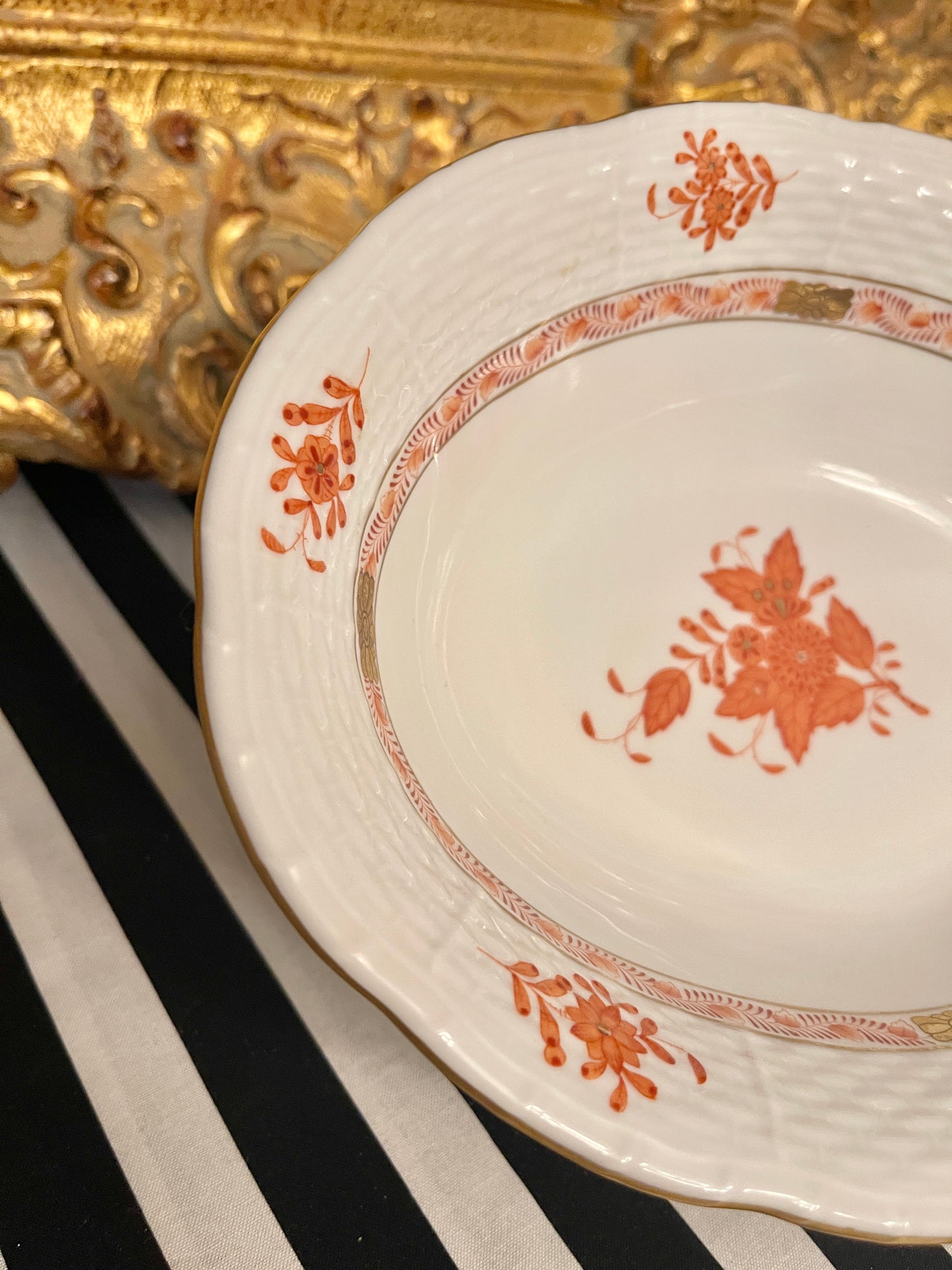 Herend Rust Chinese Bouquet Oval Serving Bowl, Vintage
