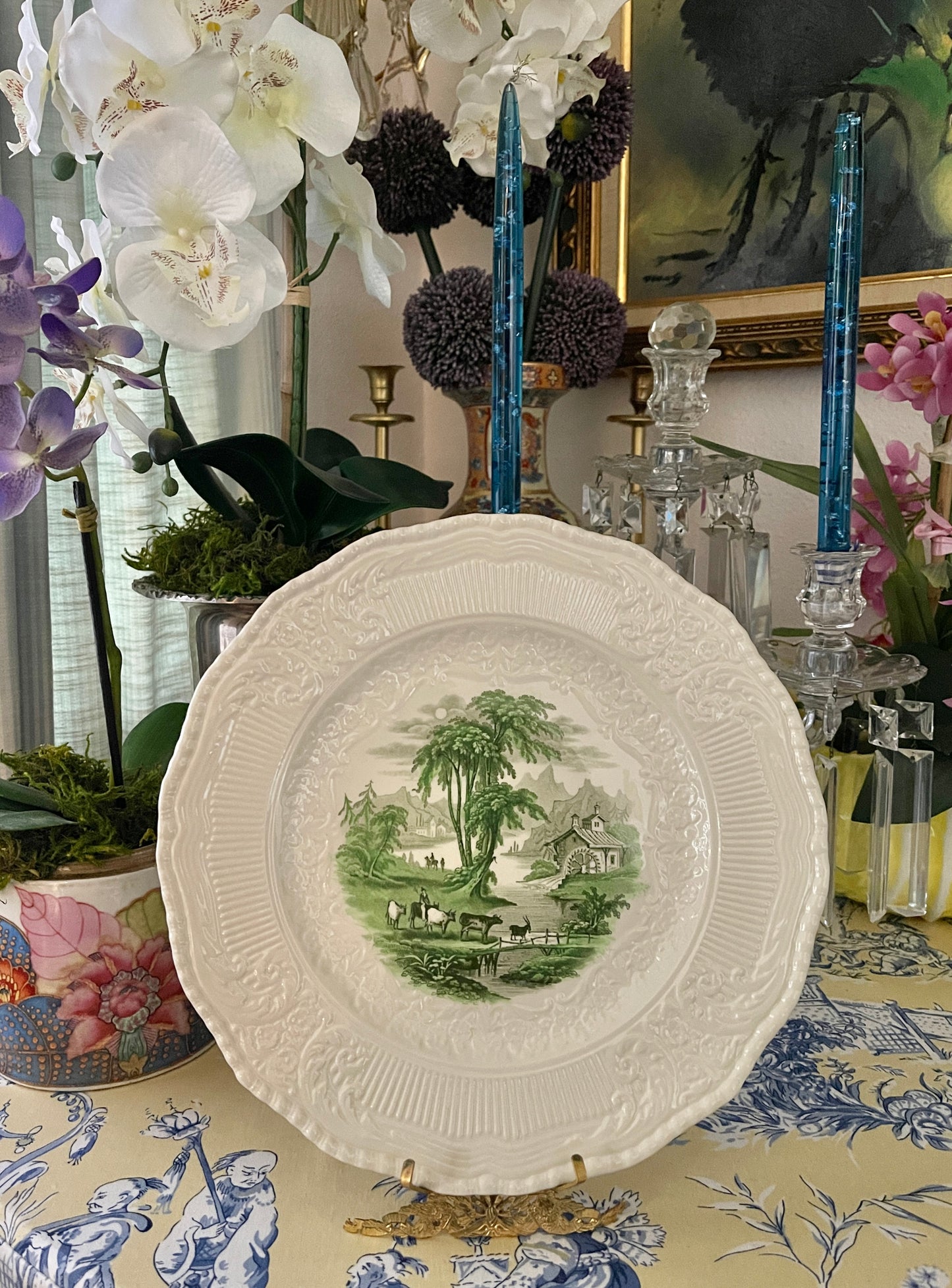 Green and White Royal Doulton Plate