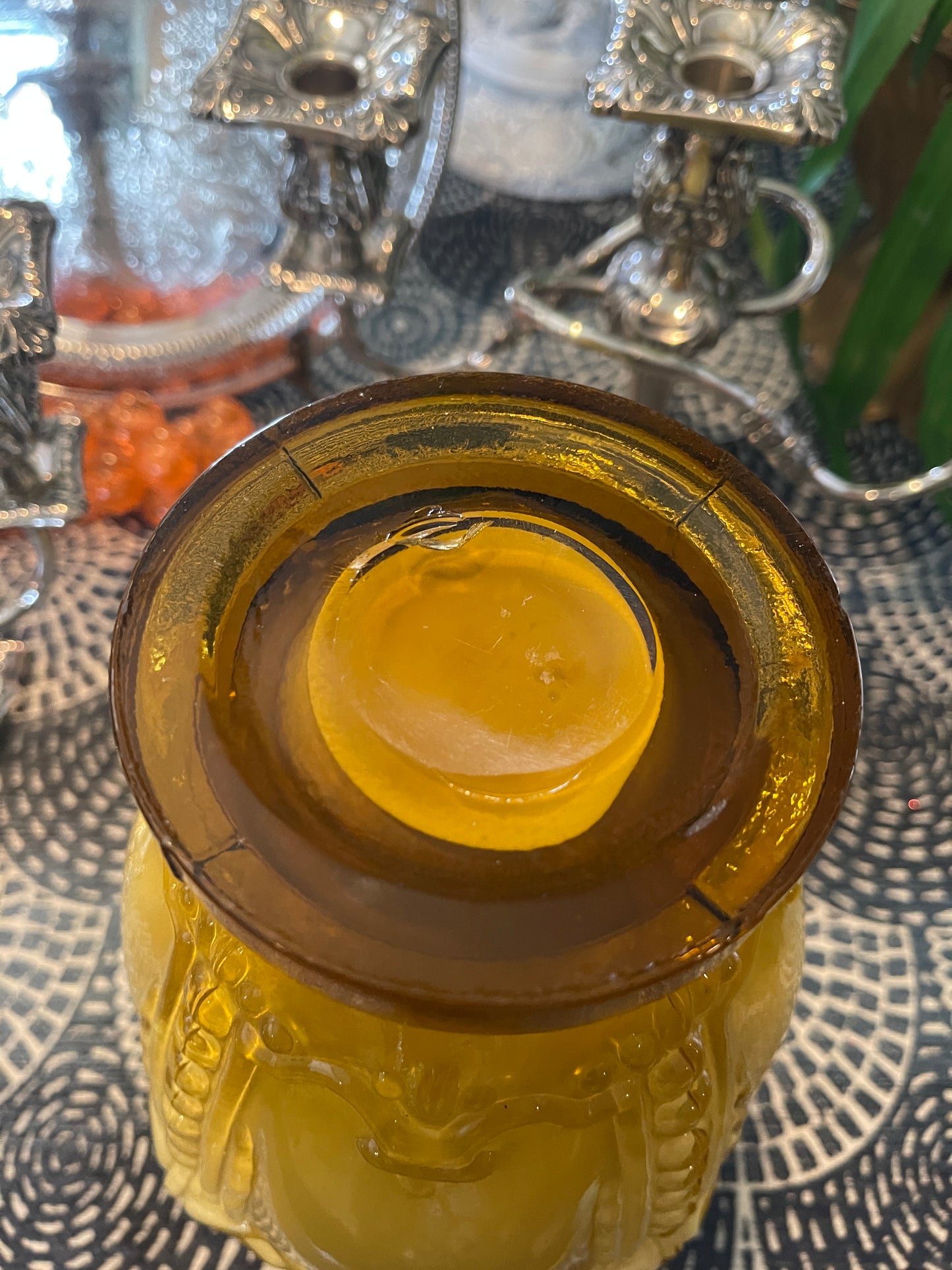 Vintage Art Deco Vase with Cased Ruffle Hand Blown Glass Vase, Mid 20th Century Victorian Vase in Butterscotch, Fantastic Detail