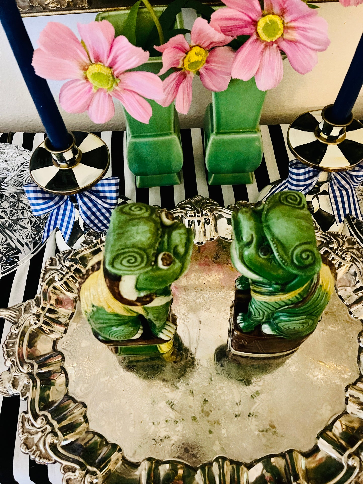 Vintage Foo Dogs, Glazed Chinese Porcelain, OLD