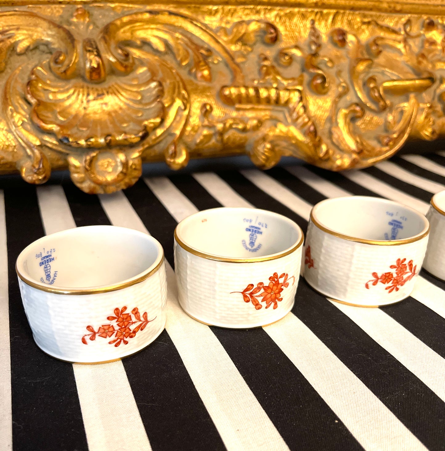 Set #2 Herend Chinese Bouquet Napkin Rings, Set of Four