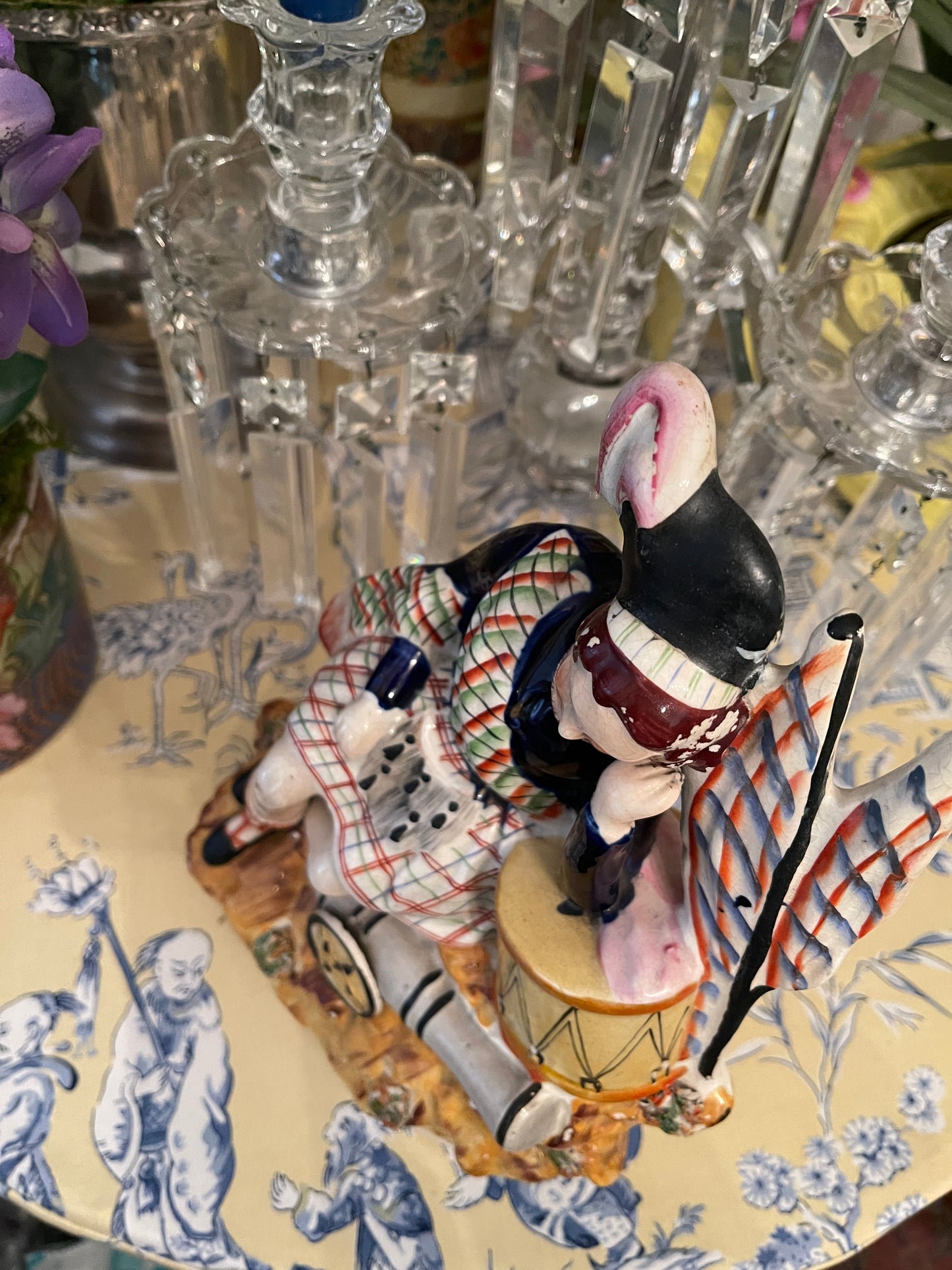 Sleeping Scotsman Staffordshire Statuette, Hand Painted, Vibrant Colors, Military Shelf Decor
