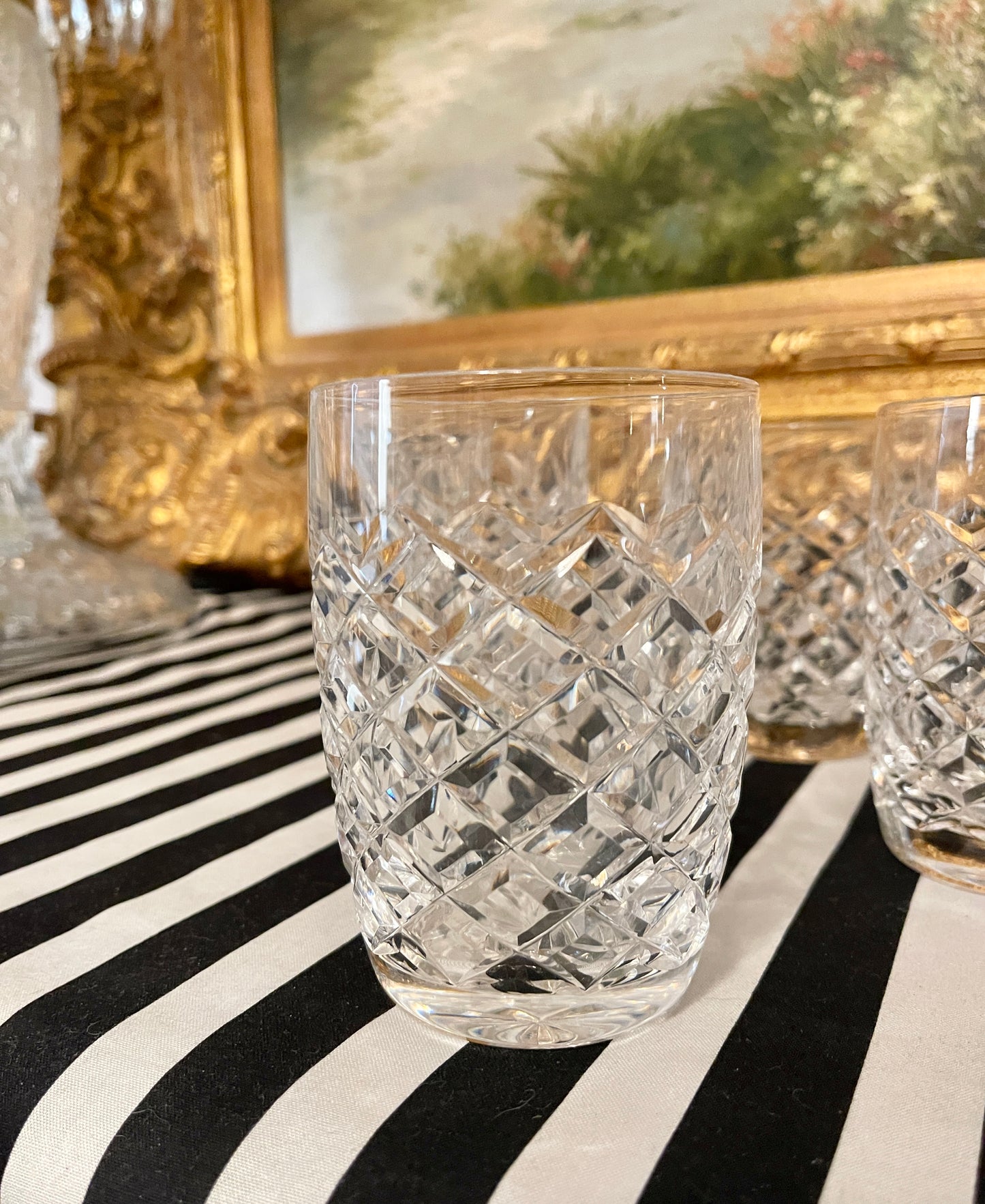 Vintage Waterford Crystal Comeragh Double Old Fashioned Tumbler Glasses, Sold in Pairs