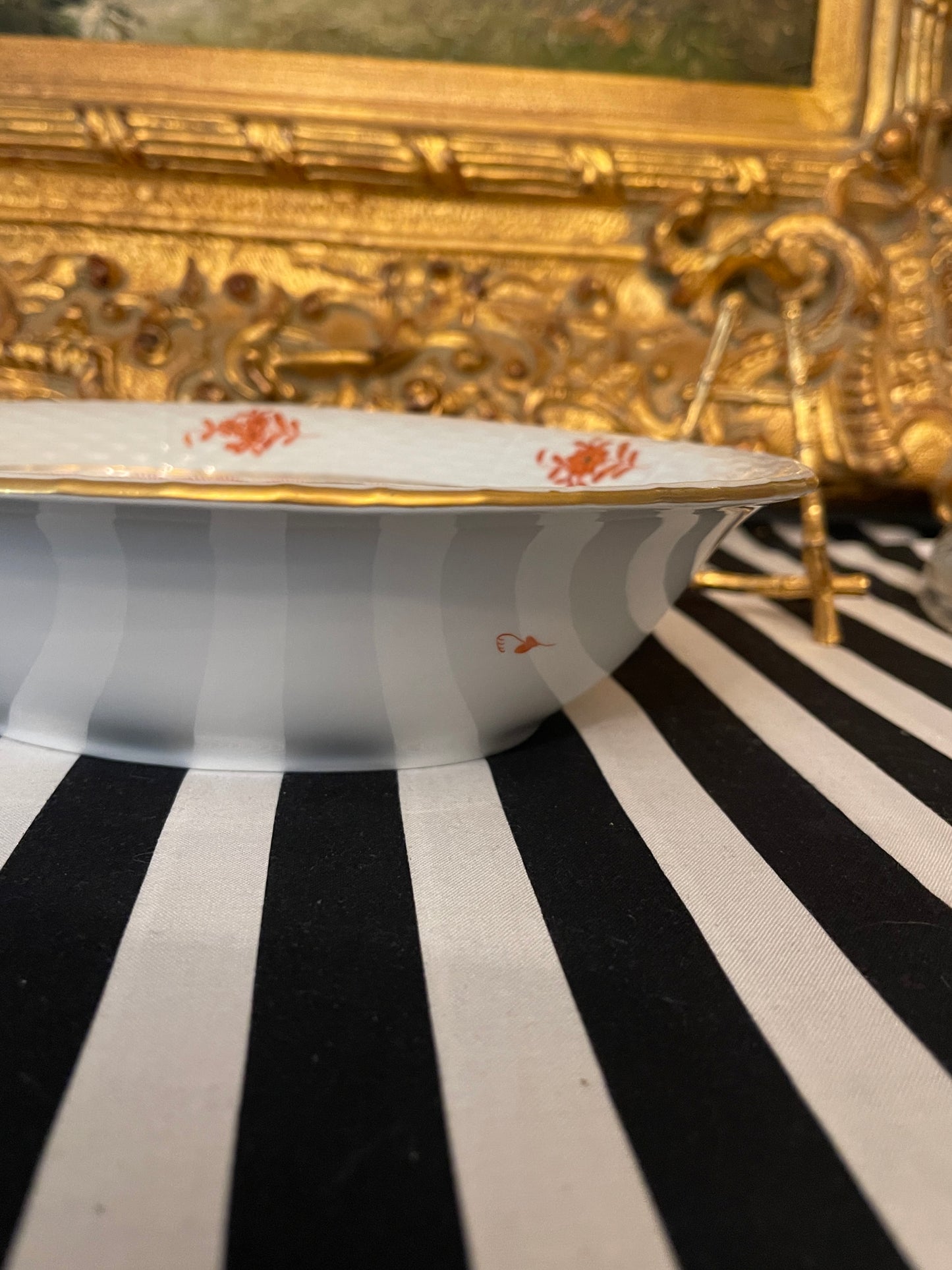 Herend Rust Chinese Bouquet Oval Serving Bowl, Vintage