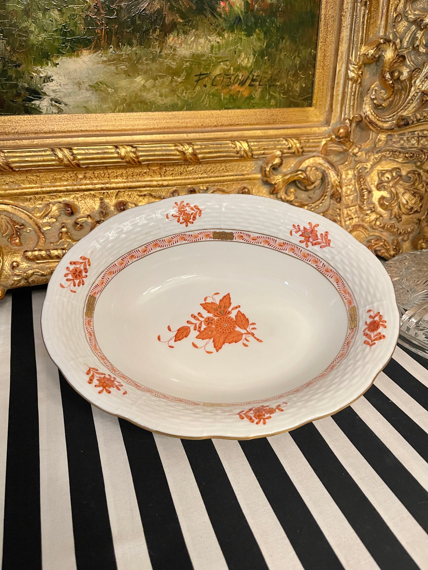 Herend Rust Chinese Bouquet Oval Serving Bowl, Vintage