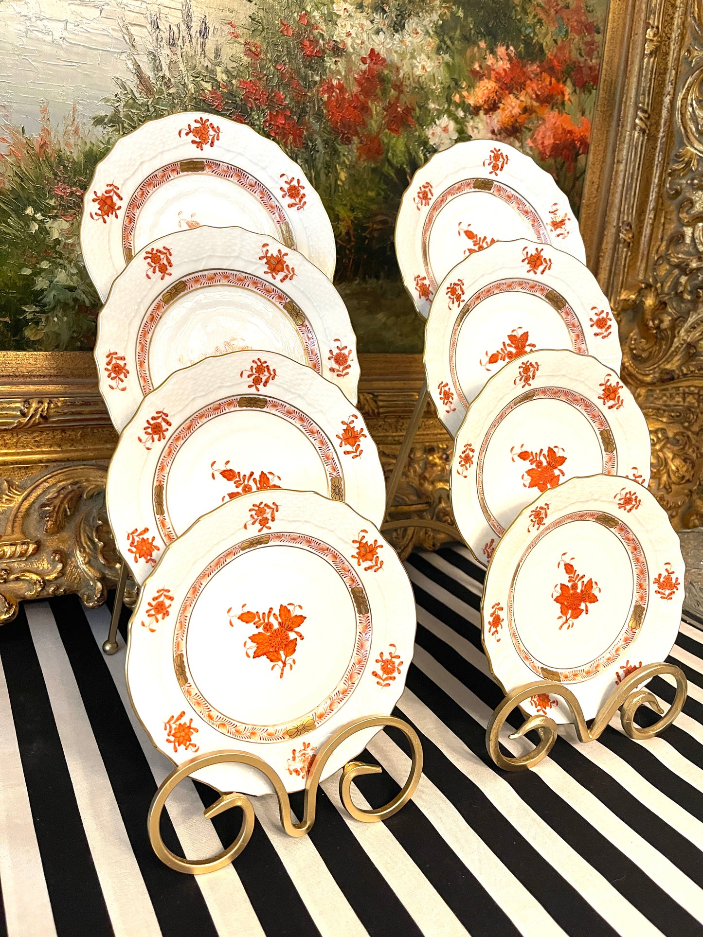 Herend Chinese Bouquet Bread and Butter Plates, Sold in Pairs