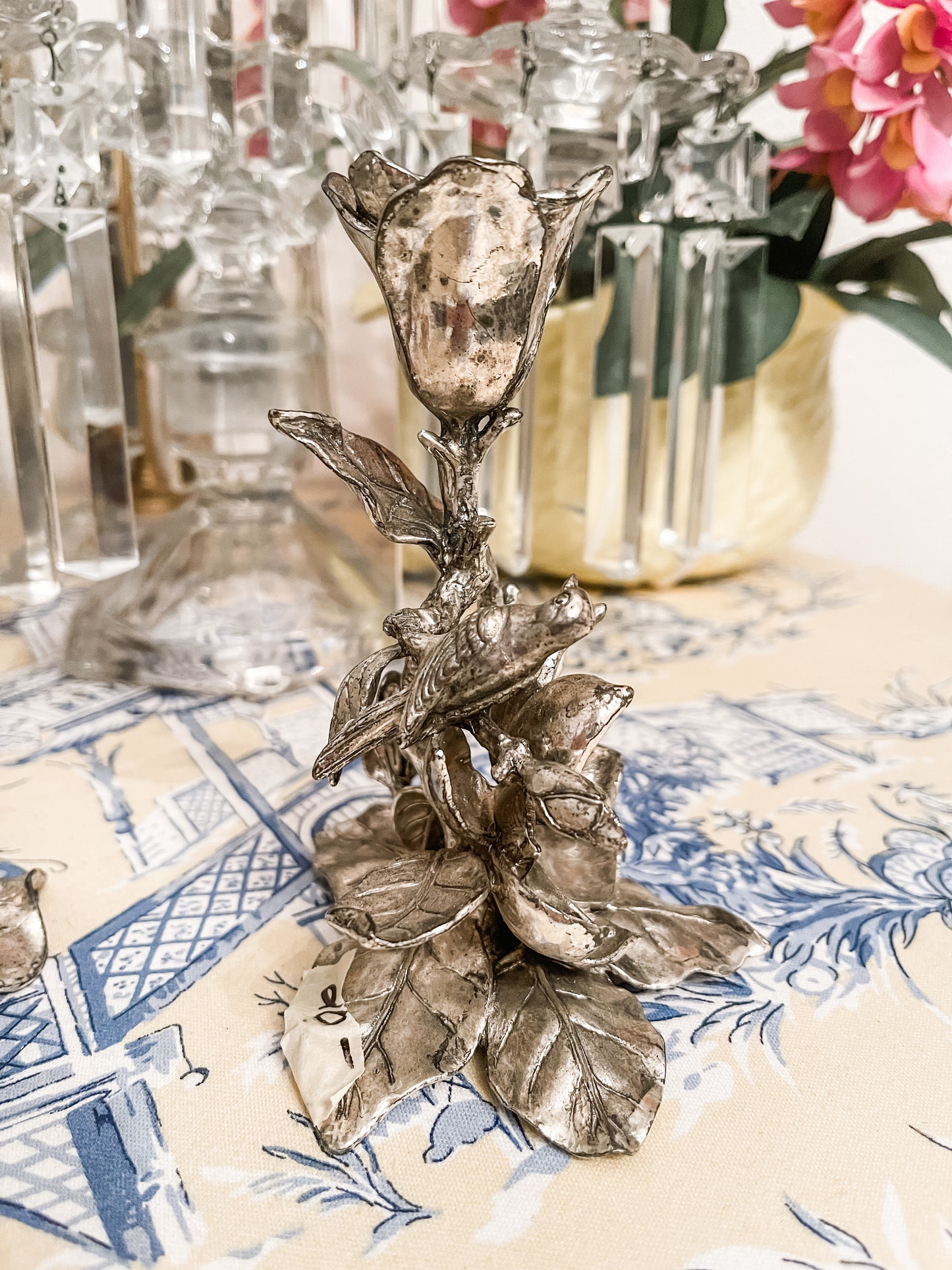 Arthur Court Magnolia Blooms and Birds Candlesticks