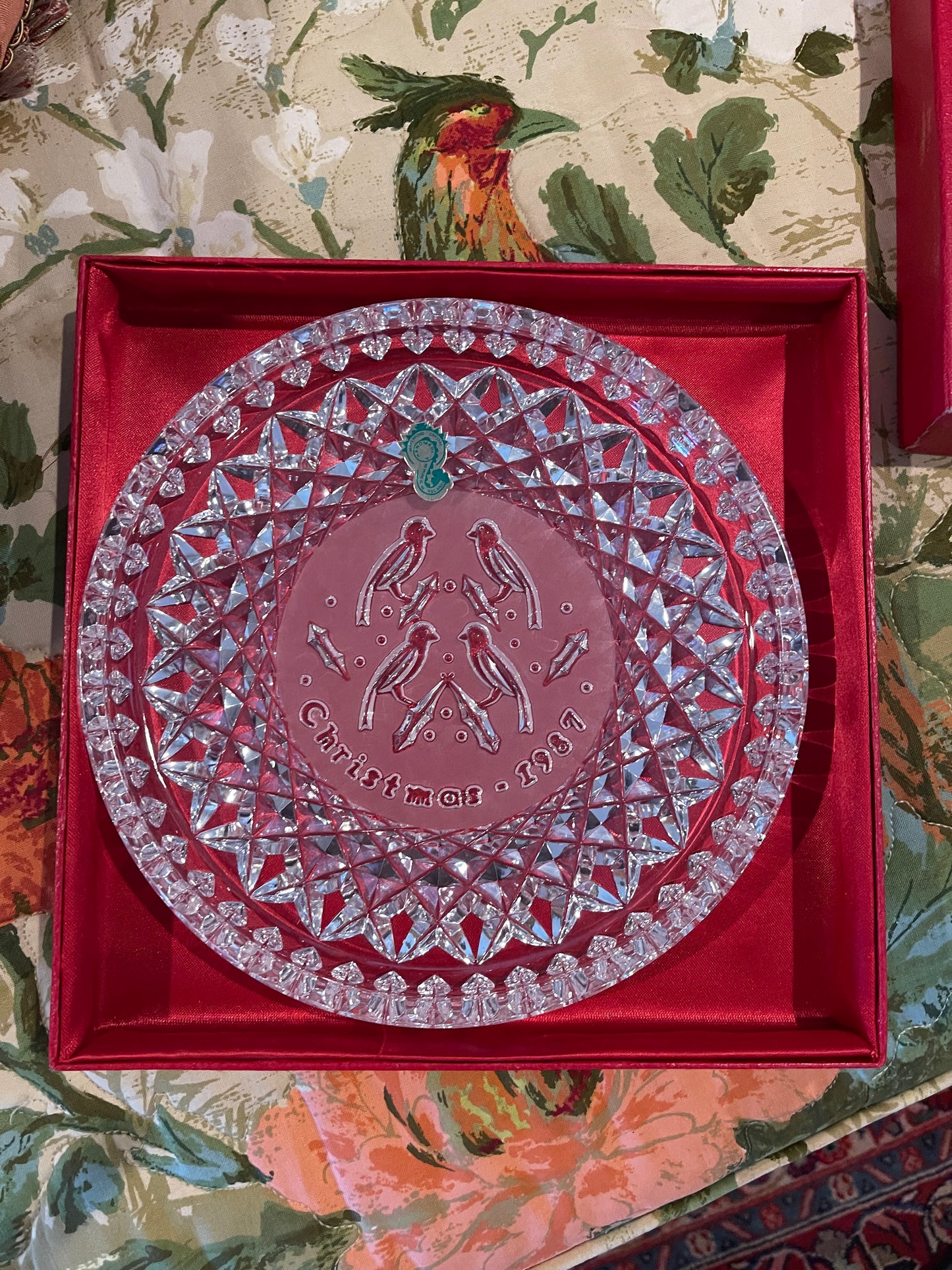 1987 Waterford Crystal Four Calling Birds of the Twelve Days of Christmas Collectors Plate Series, NIB
