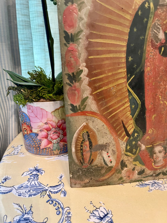 Early 20th Century Mexican Retablo, Our Lady of Guadalupe and Juan Diego