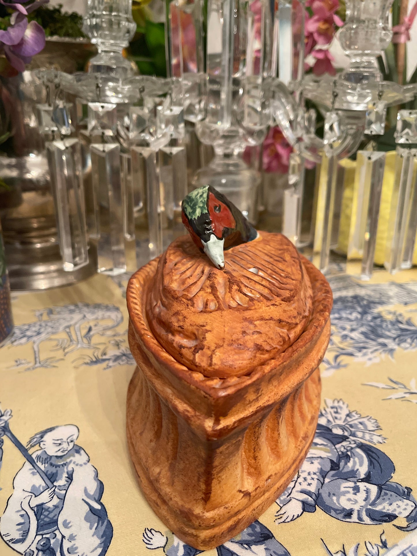 Vintage Pillivurt French Pheasant Trompe L'Oeil Tureen, French Pillivurt Pheasant Terrine Dish & Lid