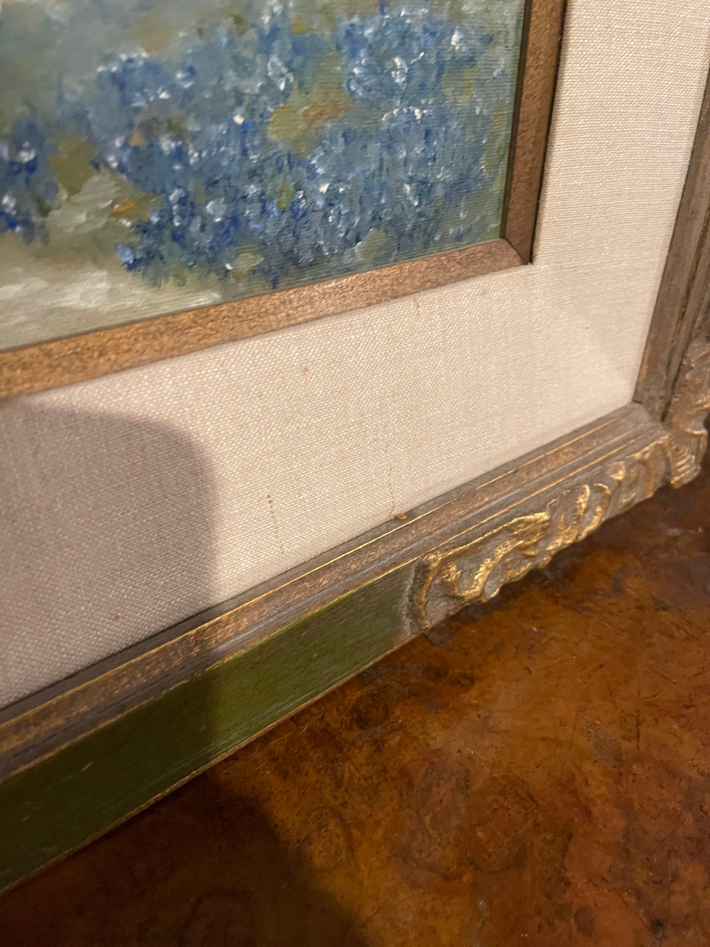 Original Texas Bluebonnet Painting by L. Wright, Vintage Texas Art, Vintage Oil Painting