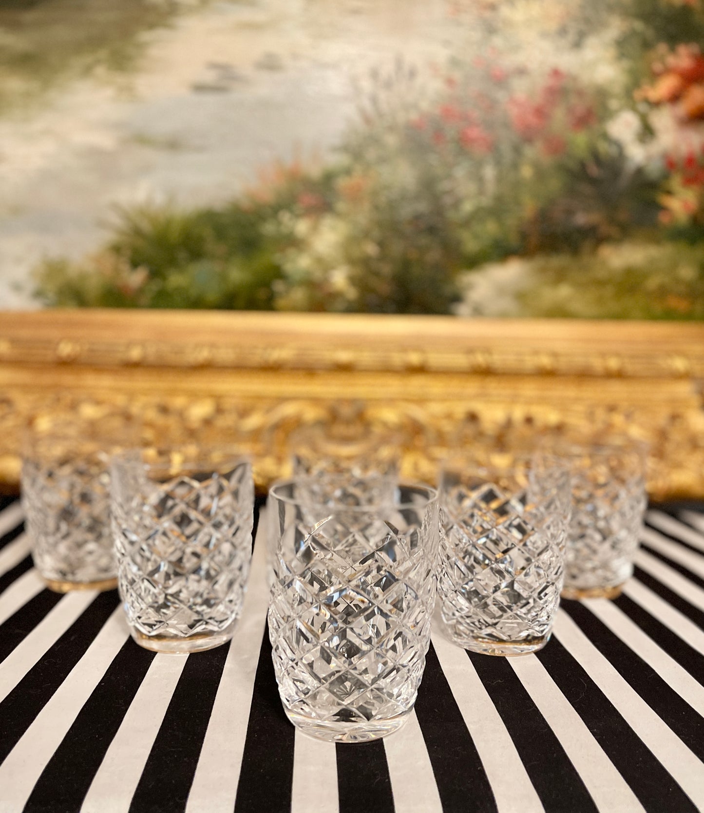 Vintage Waterford Crystal Comeragh Double Old Fashioned Tumbler Glasses, Sold in Pairs