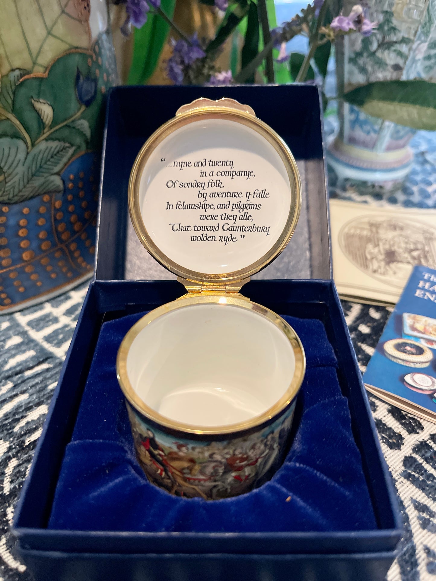 Halcyon Days Enamel ‘The Canterbury Tales’ Box, Made in England, "Halcyon Days Enamels - England - Bilston & Battersea Enamels Revival"