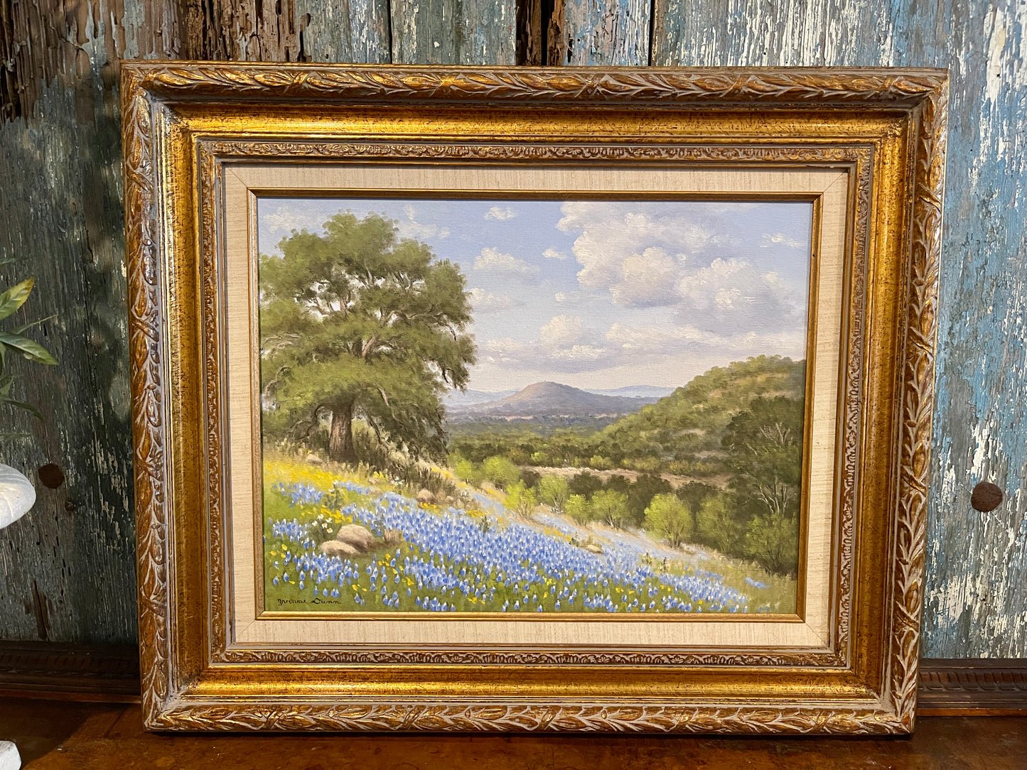 Texas Hill Country Bluebonnet Painting by Yvonne Dunn, Signed and Framed